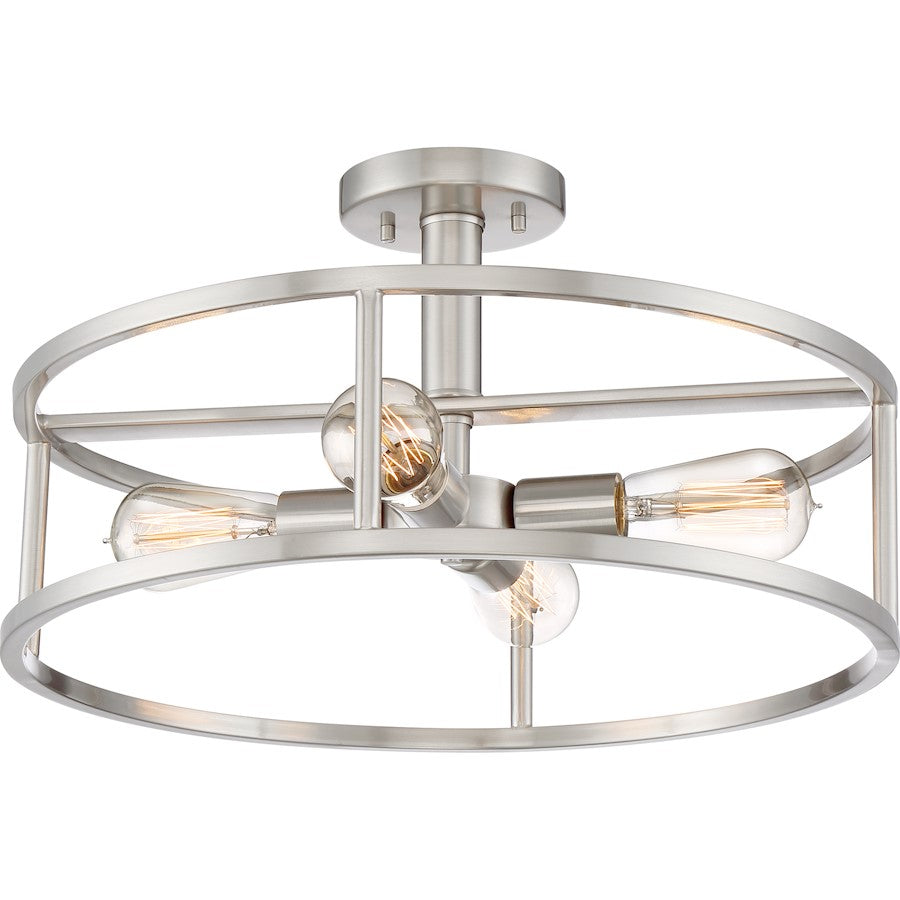 Quoizel New Harbor 4 Light Semi-Flush Mount, Brushed Nickel