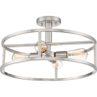Quoizel New Harbor 4 Light Semi-Flush Mount, Brushed Nickel