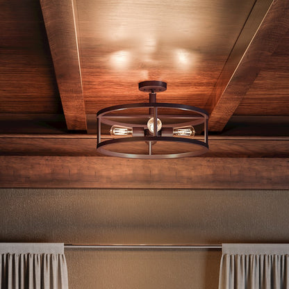 Quoizel New Harbor 5 Light Semi-Flush Mount, Western Bronze
