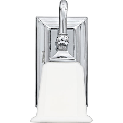Quoizel Nicholas 10in 1-Light Wall Sconce | Mid-Century Polished Chrome and Opal Etched Glass | Bedroom & Hallway | 5 x 7 x 10 in | Model NL8601C