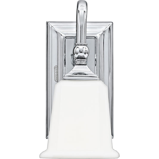 Quoizel Nicholas 10in 1-Light Wall Sconce | Mid-Century Polished Chrome and Opal Etched Glass | Bedroom & Hallway | 5 x 7 x 10 in | Model NL8601C