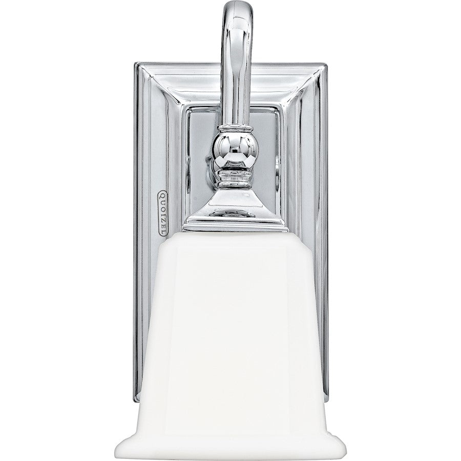 Quoizel Nicholas 10in 1-Light Wall Sconce | Mid-Century Polished Chrome and Opal Etched Glass | Bedroom & Hallway | 5 x 7 x 10 in | Model NL8601C