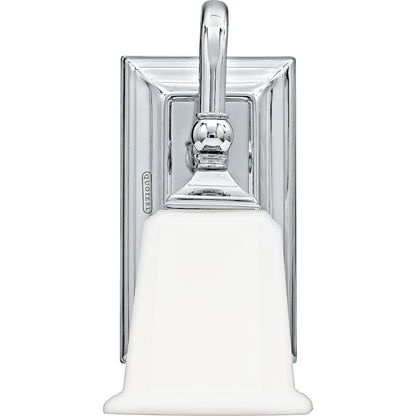 Quoizel Nicholas 10in 1-Light Wall Sconce | Mid-Century Polished Chrome and Opal Etched Glass | Bedroom & Hallway | 5 x 7 x 10 in | Model NL8601C