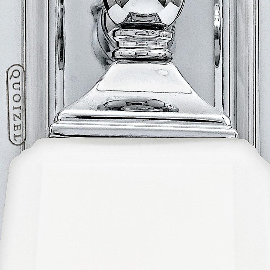 Quoizel Nicholas 10in 1-Light Wall Sconce | Mid-Century Polished Chrome and Opal Etched Glass | Bedroom & Hallway | 5 x 7 x 10 in | Model NL8601C