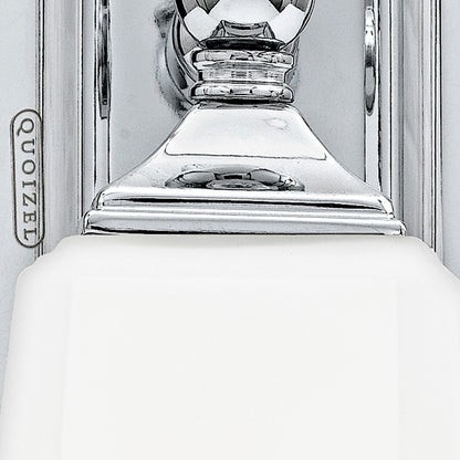 Quoizel Nicholas 10in 1-Light Wall Sconce | Mid-Century Polished Chrome and Opal Etched Glass | Bedroom & Hallway | 5 x 7 x 10 in | Model NL8601C