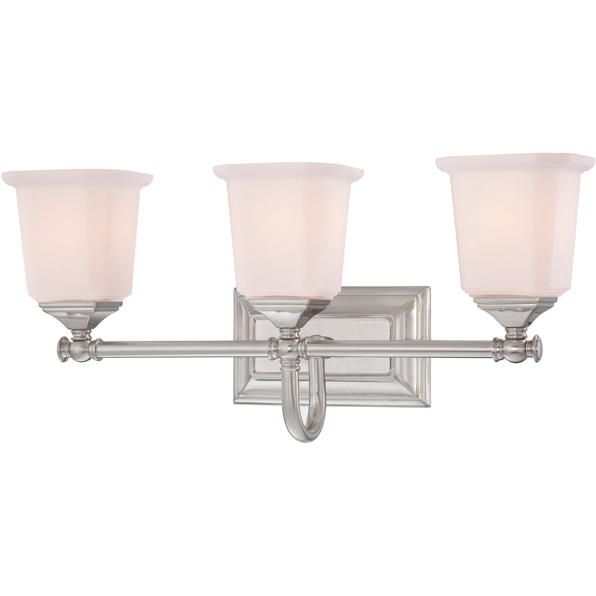 Quoizel Nicholas 22in 3-Light Vanity Light | Mid-Century Brushed Nickel and Opal Etched Glass | Bathroom Vanity & Powder Room | Model NL8603BN