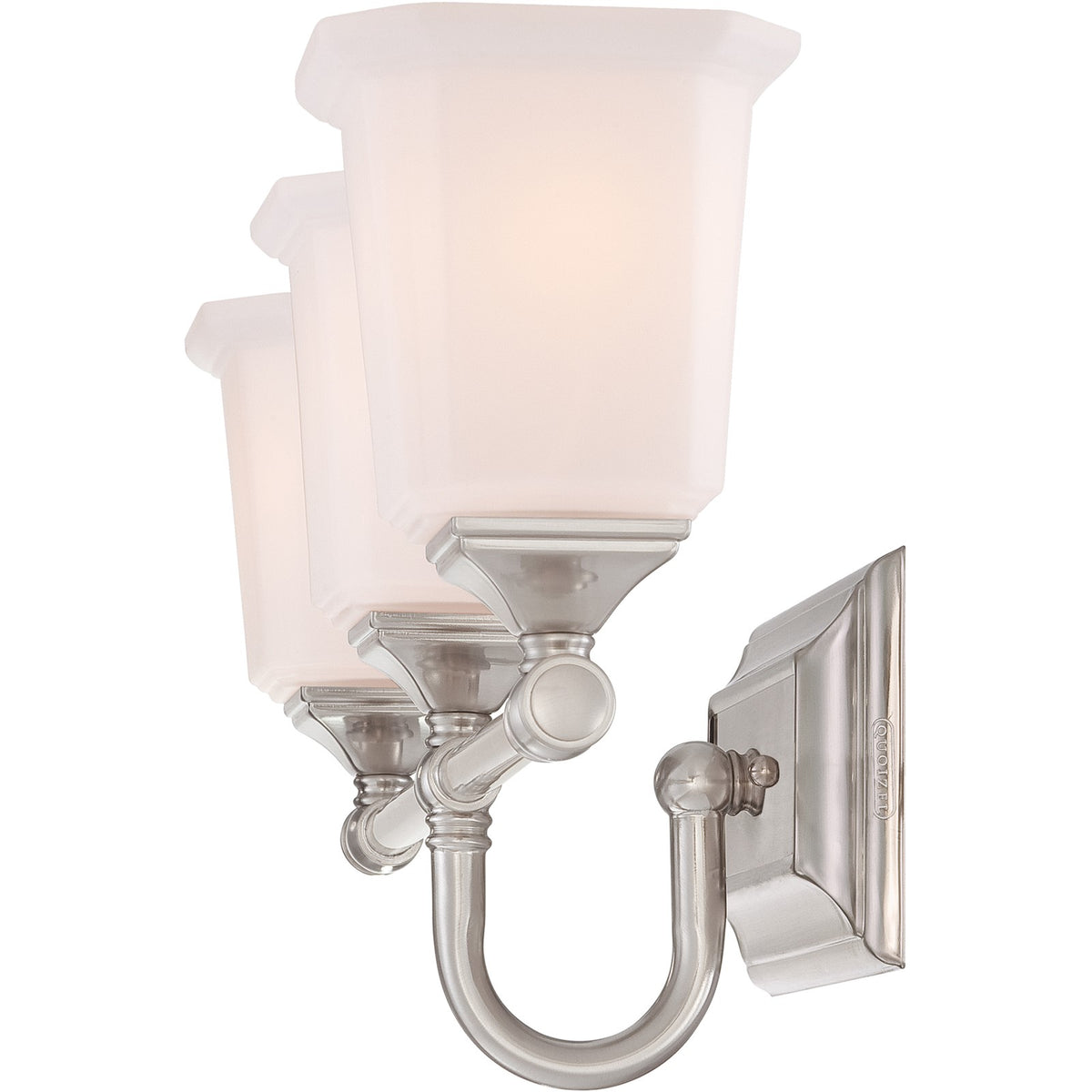 Quoizel Nicholas 22in 3-Light Vanity Light | Mid-Century Brushed Nickel and Opal Etched Glass | Bathroom Vanity & Powder Room | Model NL8603BN