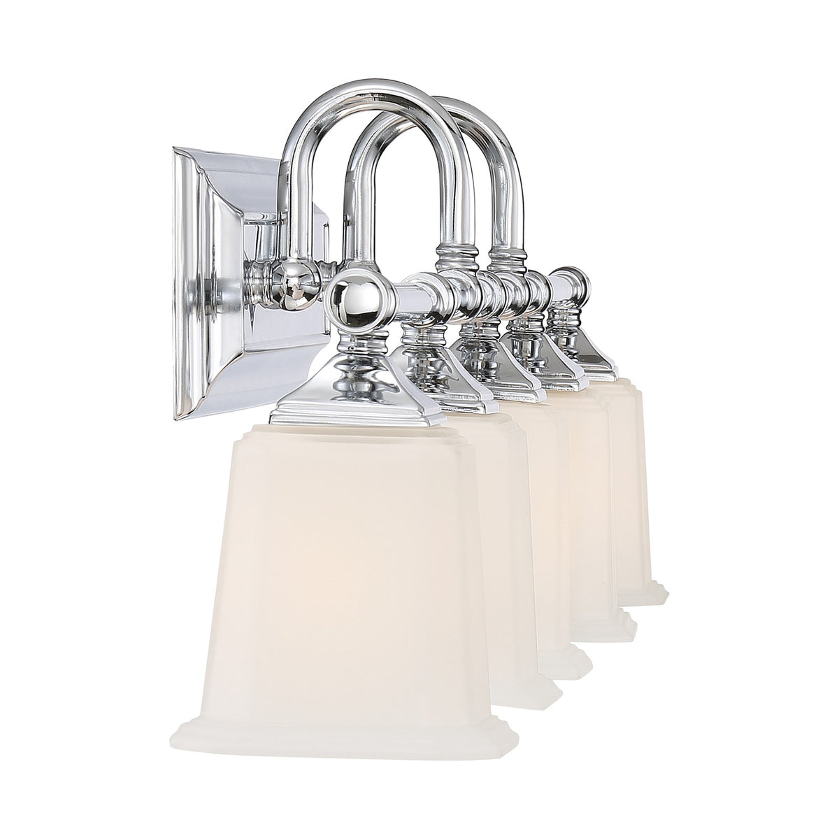 Quoizel Nicholas 42in 5-Light Vanity Light | Mid-Century Polished Chrome and Opal Etched Glass | Bathroom Vanity | 41.75 x 7 x 10 in | Model NL8605C