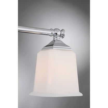 Quoizel Nicholas 42in 5-Light Vanity Light | Mid-Century Polished Chrome and Opal Etched Glass | Bathroom Vanity | 41.75 x 7 x 10 in | Model NL8605C
