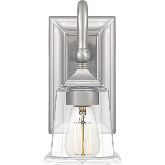 Quoizel Nicholas 1 Light Wall Sconce, Brushed Nickel/Clear
