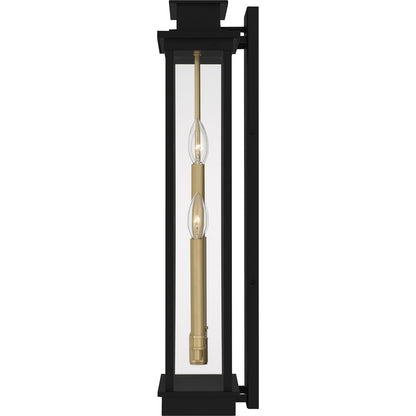 Quoizel Noelle 26in 4-Light Outdoor Lantern | Traditional Matte Black and Clear Glass | Front Door & Porch | 10 x 6.5 x 26 in | Model NOE8410MBK