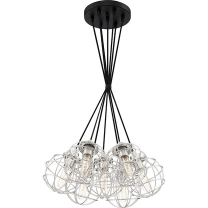 Quoizel Navigator 7 Light Steel Pendant, Earth Black