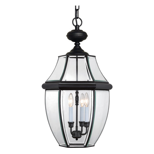 Quoizel Newbury 21in 3-Light Outdoor Lantern | Classic Mystic Black Brass and Clear Beveled Glass | Front Door & Porch | Model NY1179K