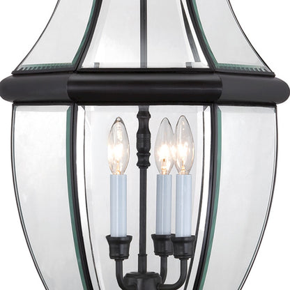 Quoizel Newbury 21in 3-Light Outdoor Lantern | Classic Mystic Black Brass and Clear Beveled Glass | Front Door & Porch | Model NY1179K