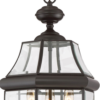 Quoizel Newbury 21in 3-Light Outdoor Lantern | Classic Medici Bronze Brass and Clear Beveled Glass | Front Door & Porch | Model NY1179Z