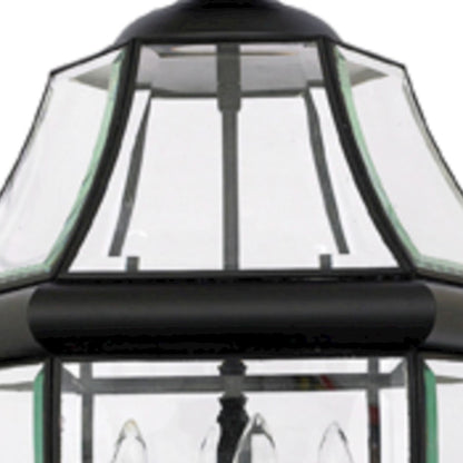 Quoizel Newbury 16in 4-Light Outdoor Hanging Lantern | Classic Mystic Black Brass and Clear Beveled Glass | Front Porch & Entryway | Model NY1180K