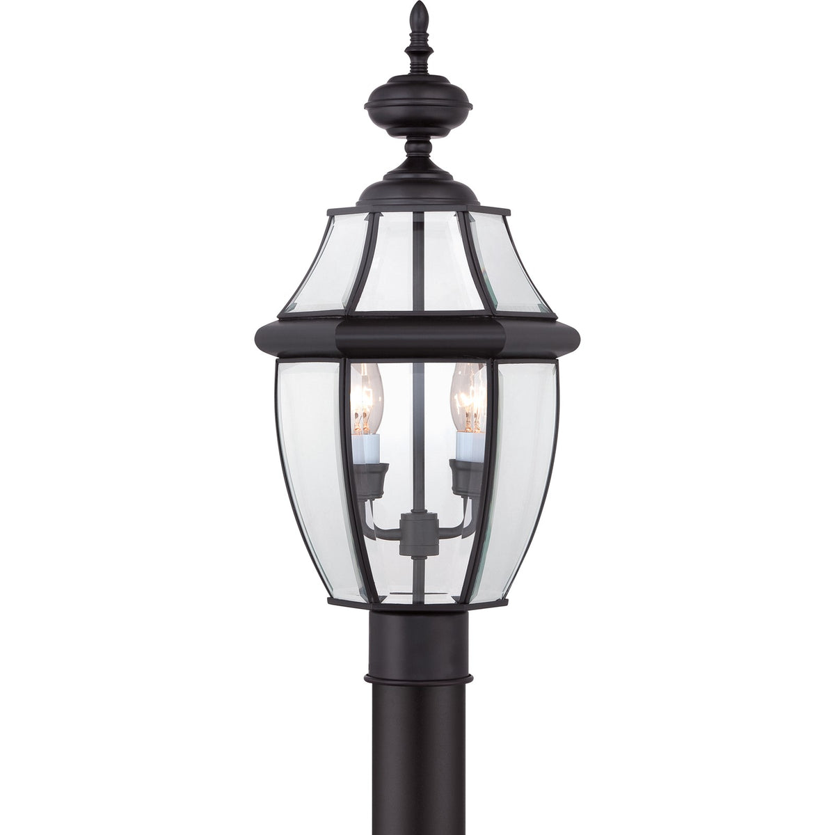 Quoizel Newbury 11in 2-Light Outdoor Lantern | Classic Mystic Black Brass and Clear Beveled Glass | Front Porch & Entryway | Model NY9042K