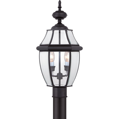 Quoizel Newbury 11in 2-Light Outdoor Lantern | Classic Mystic Black Brass and Clear Beveled Glass | Front Porch & Entryway | Model NY9042K