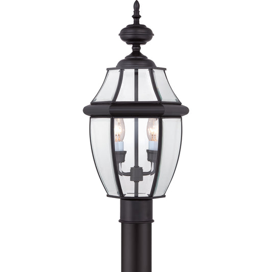Quoizel Newbury 11in 2-Light Outdoor Lantern | Classic Mystic Black Brass and Clear Beveled Glass | Front Porch & Entryway | Model NY9042K