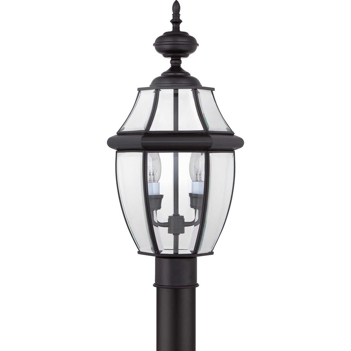Quoizel Newbury 11in 2-Light Outdoor Lantern | Classic Mystic Black Brass and Clear Beveled Glass | Front Porch & Entryway | Model NY9042K