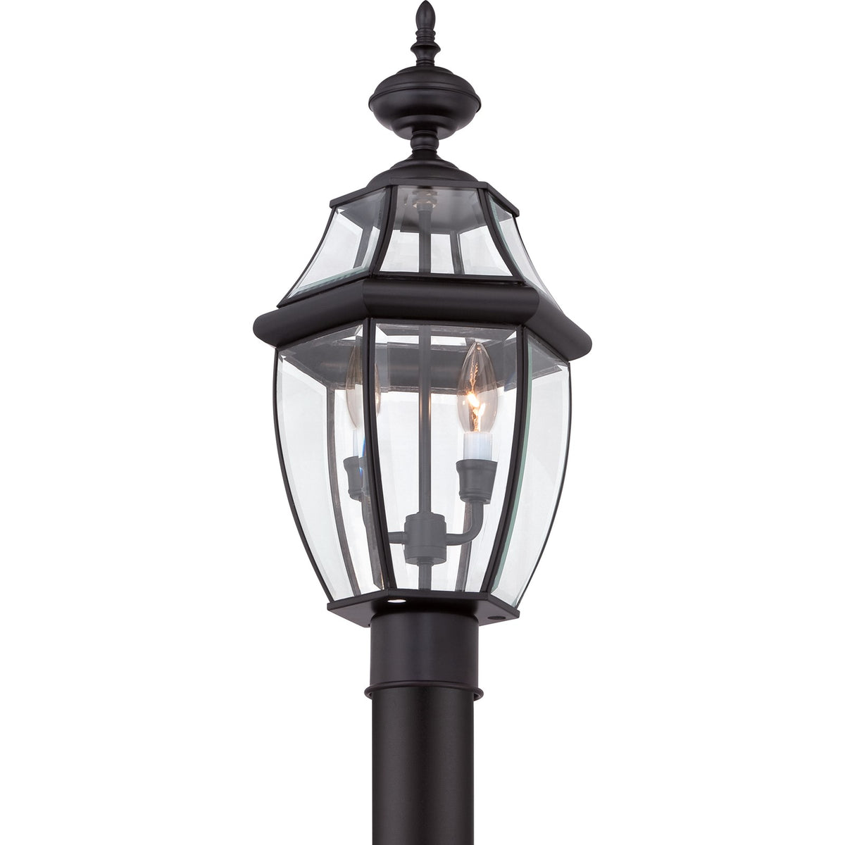 Quoizel Newbury 11in 2-Light Outdoor Lantern | Classic Mystic Black Brass and Clear Beveled Glass | Front Porch & Entryway | Model NY9042K