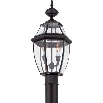Quoizel Newbury 11in 2-Light Outdoor Lantern | Classic Mystic Black Brass and Clear Beveled Glass | Front Porch & Entryway | Model NY9042K