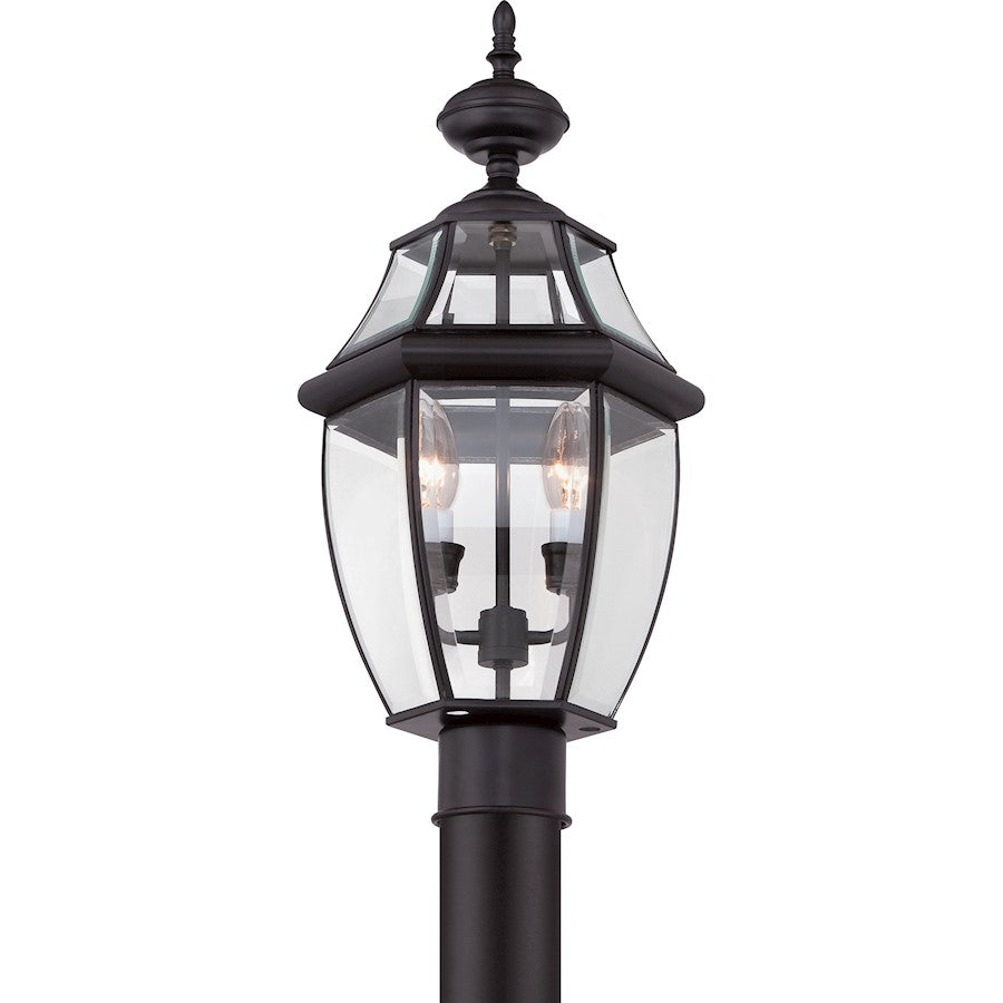 Quoizel Newbury 11in 2-Light Outdoor Lantern | Classic Mystic Black Brass and Clear Beveled Glass | Front Porch & Entryway | Model NY9042K