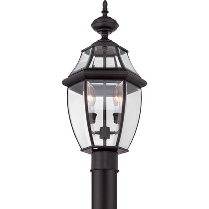 Quoizel Newbury 11in 2-Light Outdoor Lantern | Classic Mystic Black Brass and Clear Beveled Glass | Front Porch & Entryway | Model NY9042K