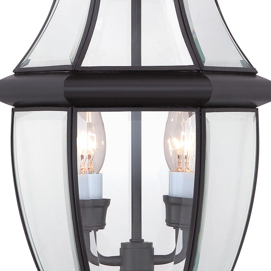 Quoizel Newbury 11in 2-Light Outdoor Lantern | Classic Mystic Black Brass and Clear Beveled Glass | Front Porch & Entryway | Model NY9042K