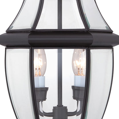 Quoizel Newbury 11in 2-Light Outdoor Lantern | Classic Mystic Black Brass and Clear Beveled Glass | Front Porch & Entryway | Model NY9042K