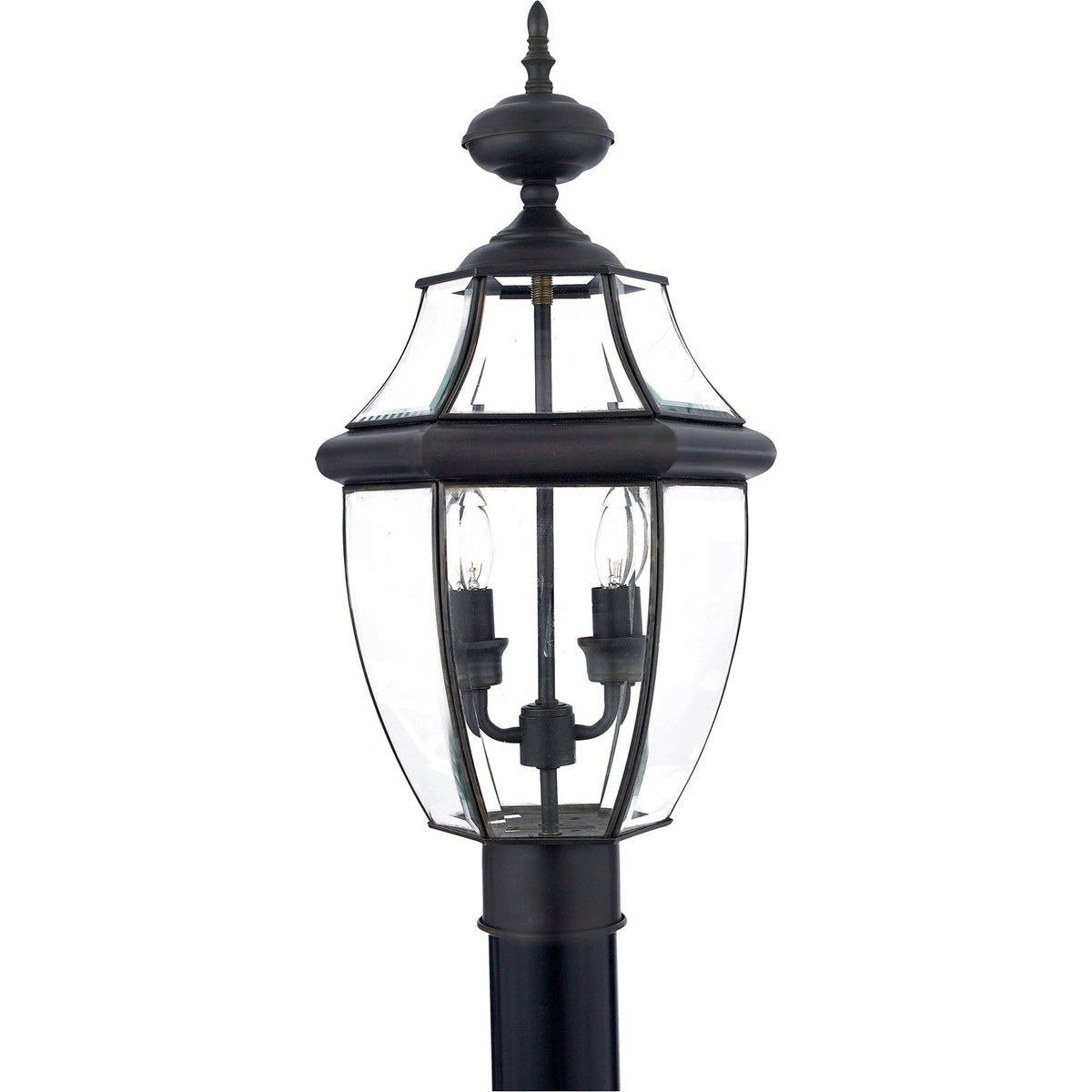 Quoizel Newbury 11in 2-Light Outdoor Lantern | Classic Medici Bronze Brass and Clear Beveled Glass | Front Porch & Entryway | Model NY9042Z