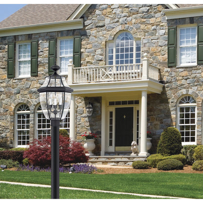 Quoizel Newbury 12.5in 3-Light Outdoor Lantern | Traditional Mystic Black Brass and Clear Beveled Glass | Front Porch & Entryway | Model NY9043K
