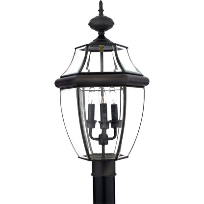 Quoizel Newbury 12.5in 3-Light Outdoor Lantern | Traditional Medici Bronze Brass and Clear Beveled Glass | Front Porch & Entryway | Model NY9043Z