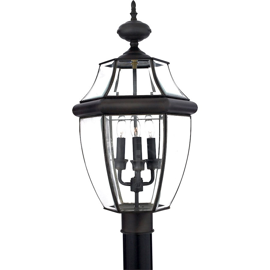 Quoizel Newbury 12.5in 3-Light Outdoor Lantern | Traditional Medici Bronze Brass and Clear Beveled Glass | Front Porch & Entryway | Model NY9043Z