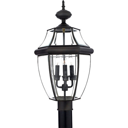 Quoizel Newbury 12.5in 3-Light Outdoor Lantern | Traditional Medici Bronze Brass and Clear Beveled Glass | Front Porch & Entryway | Model NY9043Z