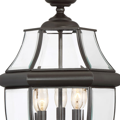 Quoizel Newbury 12.5in 3-Light Outdoor Lantern | Traditional Medici Bronze Brass and Clear Beveled Glass | Front Porch & Entryway | Model NY9043Z