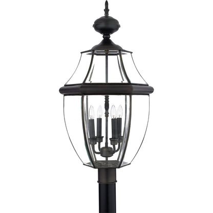 Quoizel Newbury 16in 4-Light Outdoor Lantern | Traditional Medici Bronze Brass and Clear Beveled Glass | Front Entry & Porch | Model NY9045Z