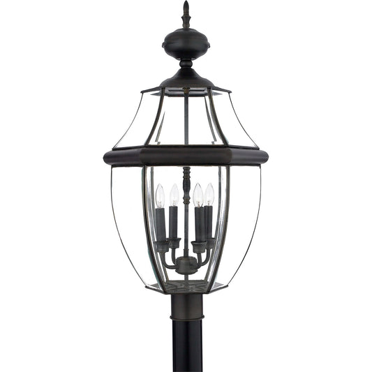 Quoizel Newbury 16in 4-Light Outdoor Lantern | Traditional Medici Bronze Brass and Clear Beveled Glass | Front Entry & Porch | Model NY9045Z