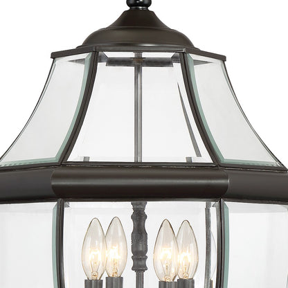 Quoizel Newbury 16in 4-Light Outdoor Lantern | Traditional Medici Bronze Brass and Clear Beveled Glass | Front Entry & Porch | Model NY9045Z