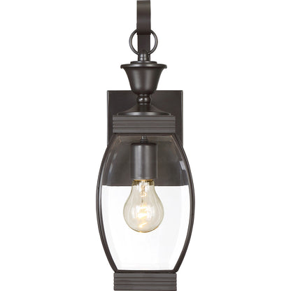 Quoizel Oasis 7.5in 1-Light Outdoor Lantern | Transitional Medici Bronze and Clear Glass | Front Entry & Porch | 5.5 x 7.5 x 17 in | Model OAS8406Z