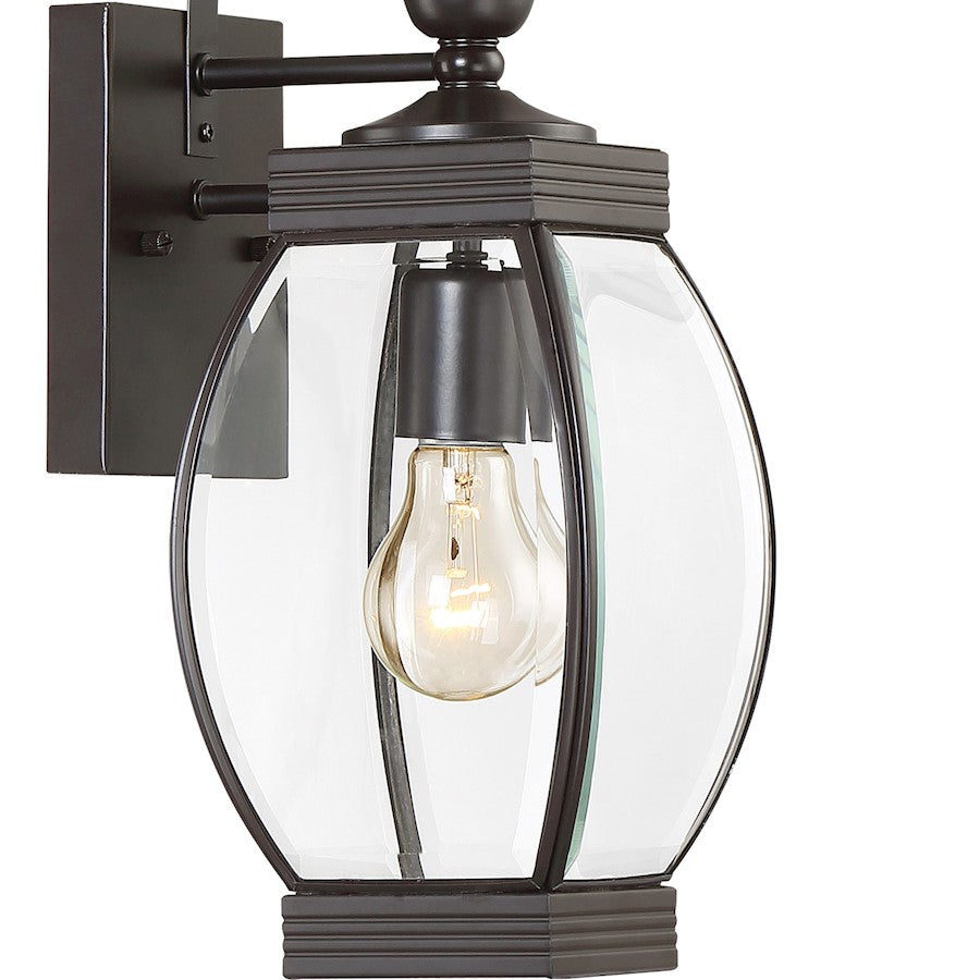 Quoizel Oasis 7.5in 1-Light Outdoor Lantern | Transitional Medici Bronze and Clear Glass | Front Entry & Porch | 5.5 x 7.5 x 17 in | Model OAS8406Z