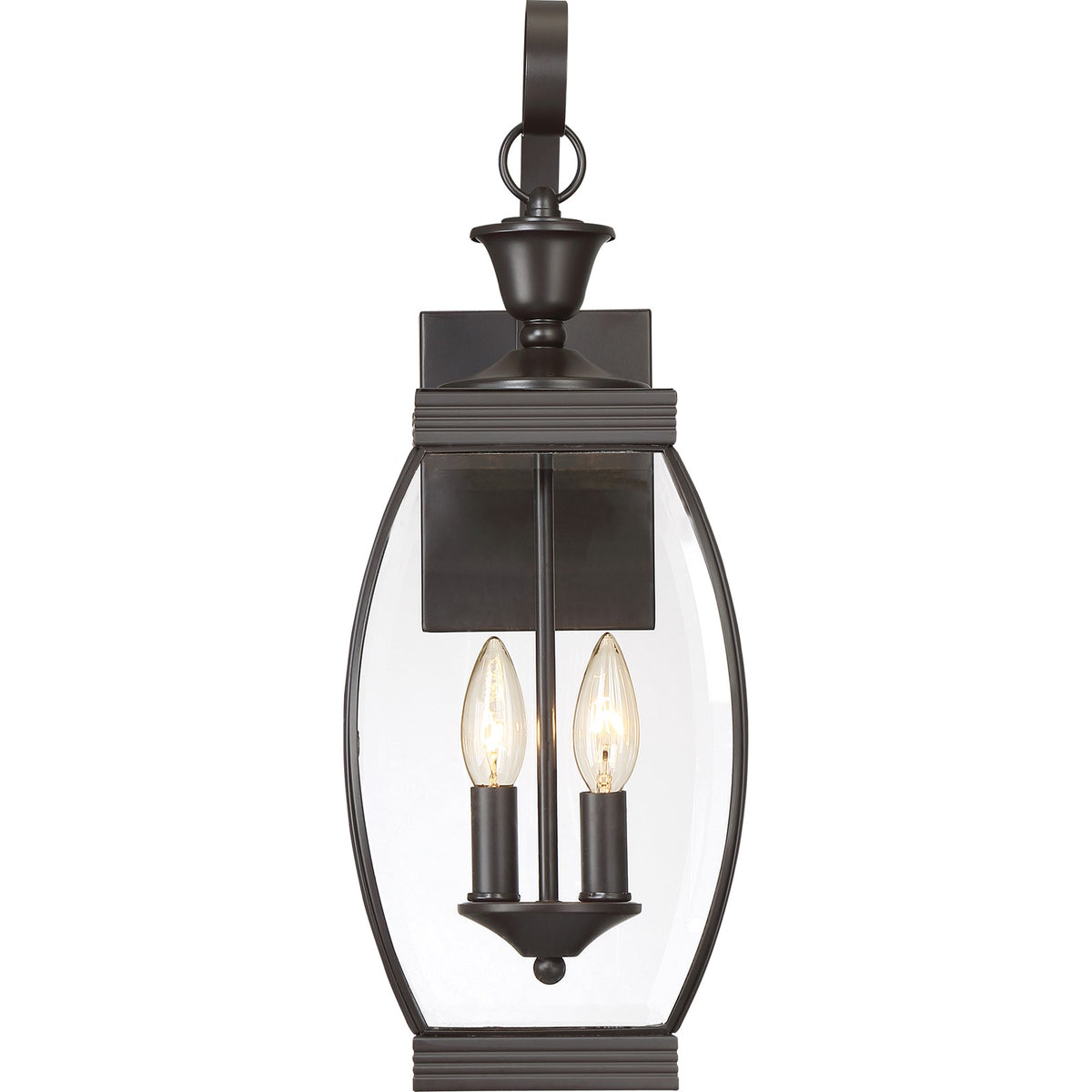 Quoizel Oasis 9in 2-Light Outdoor Lantern | Transitional Medici Bronze and Clear Glass | Front Entry & Porch | 7.5 x 9 x 21 in | Model OAS8408Z