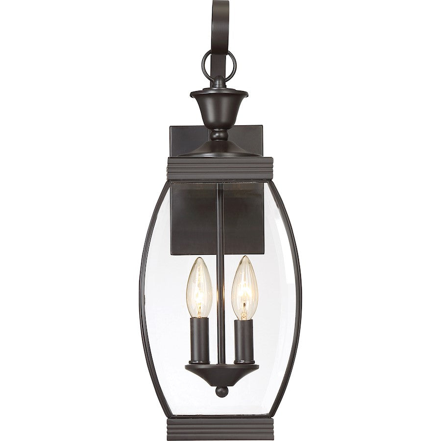 Quoizel Oasis 9in 2-Light Outdoor Lantern | Transitional Medici Bronze and Clear Glass | Front Entry & Porch | 7.5 x 9 x 21 in | Model OAS8408Z