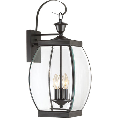 Quoizel Oasis 9in 3-Light Outdoor Lantern | Transitional Medici Bronze and Clear Glass | Front Entry & Porch | 9 x 10.5 x 22.5 in | Model OAS8409Z