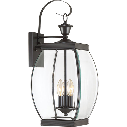 Quoizel Oasis 9in 3-Light Outdoor Lantern | Transitional Medici Bronze and Clear Glass | Front Entry & Porch | 9 x 10.5 x 22.5 in | Model OAS8409Z