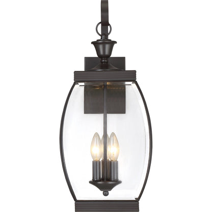 Quoizel Oasis 9in 3-Light Outdoor Lantern | Transitional Medici Bronze and Clear Glass | Front Entry & Porch | 9 x 10.5 x 22.5 in | Model OAS8409Z