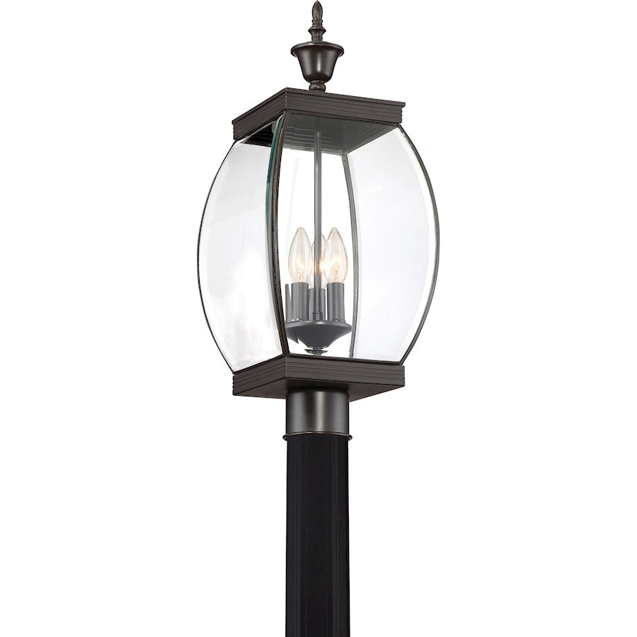 Quoizel 3 Light Oasis Outdoor Post Lantern, Medici Bronze