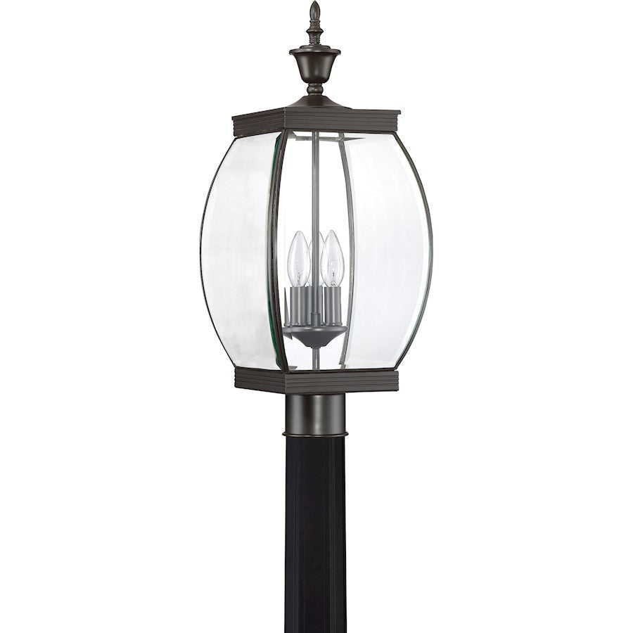 Quoizel 3 Light Oasis Outdoor Post Lantern, Medici Bronze