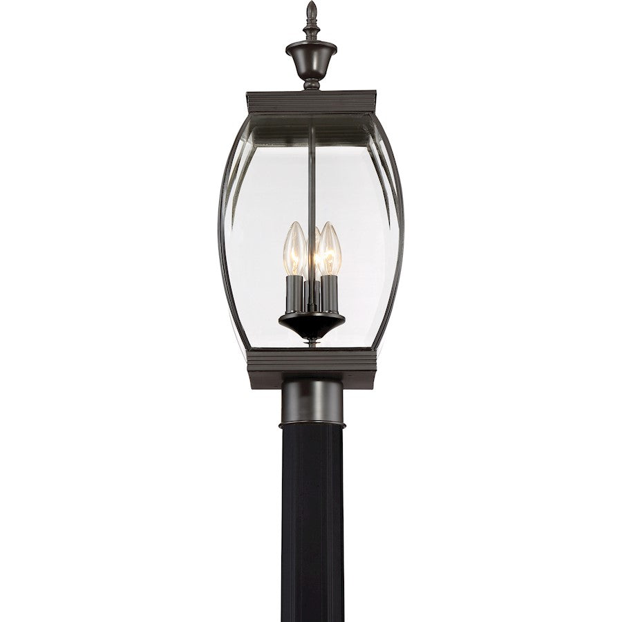 Quoizel 3 Light Oasis Outdoor Post Lantern, Medici Bronze