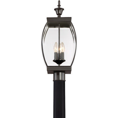 Quoizel 3 Light Oasis Outdoor Post Lantern, Medici Bronze